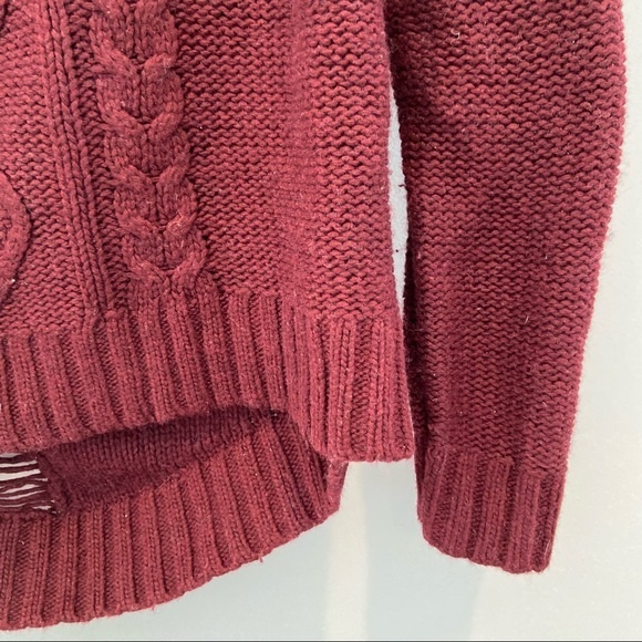 ANTHROPOLOGIE | Cupcakes and Cashmere Sweater Frayed Back Cut Out Wool Blend XS - Picture 3 of 6
